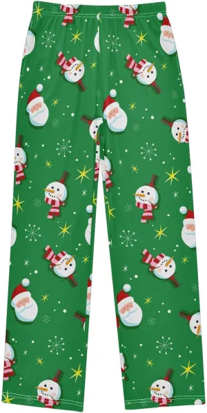 Pigsaly Boys' Pants Christmas Snowman Santa Long Bottoms Winter Snow Gold Star Jogger Pants Elastic Waist Trousers Pockets S