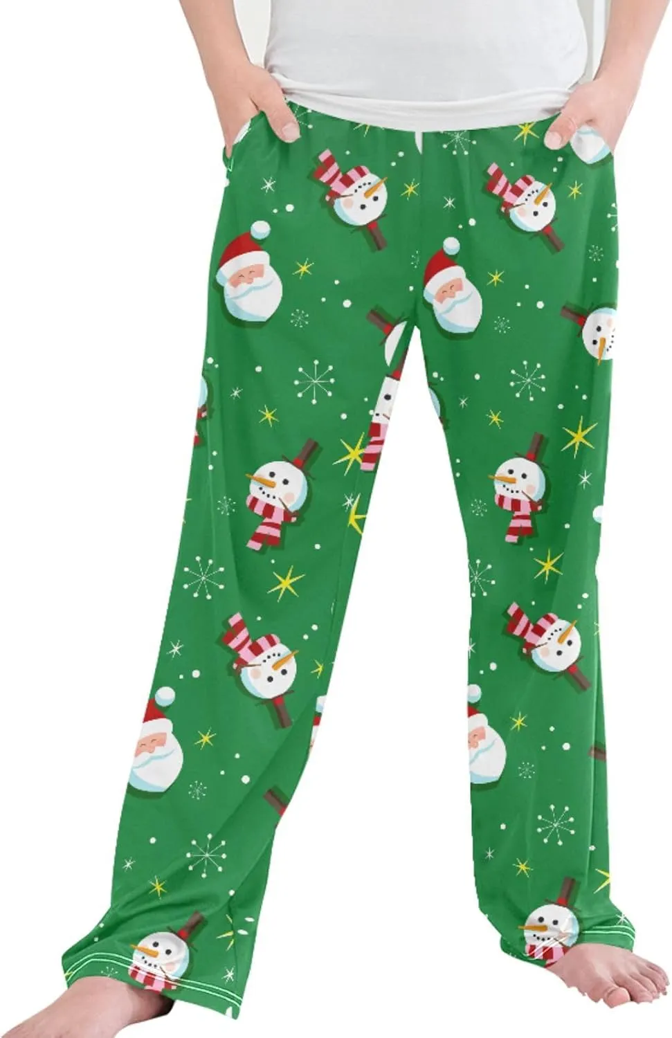 Pigsaly Boys' Pants Christmas Snowman Santa Long Bottoms Winter Snow Gold Star Jogger Pants Elastic Waist Trousers Pockets S