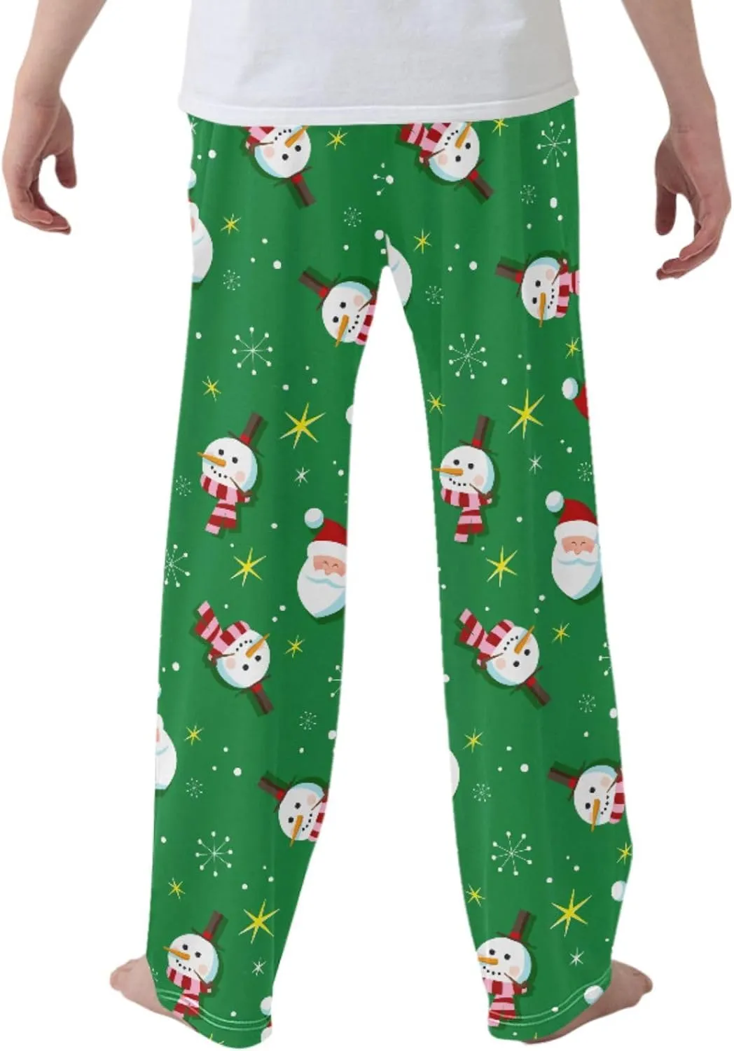Pigsaly Boys' Pants Christmas Snowman Santa Long Bottoms Winter Snow Gold Star Jogger Pants Elastic Waist Trousers Pockets S