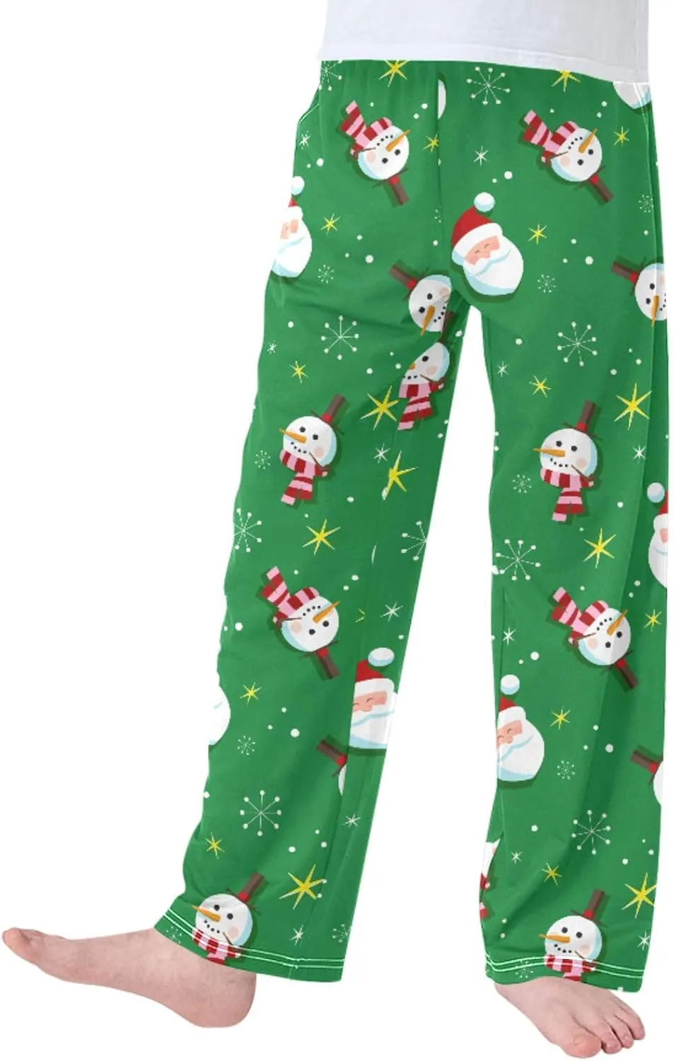Pigsaly Boys' Pants Christmas Snowman Santa Long Bottoms Winter Snow Gold Star Jogger Pants Elastic Waist Trousers Pockets S
