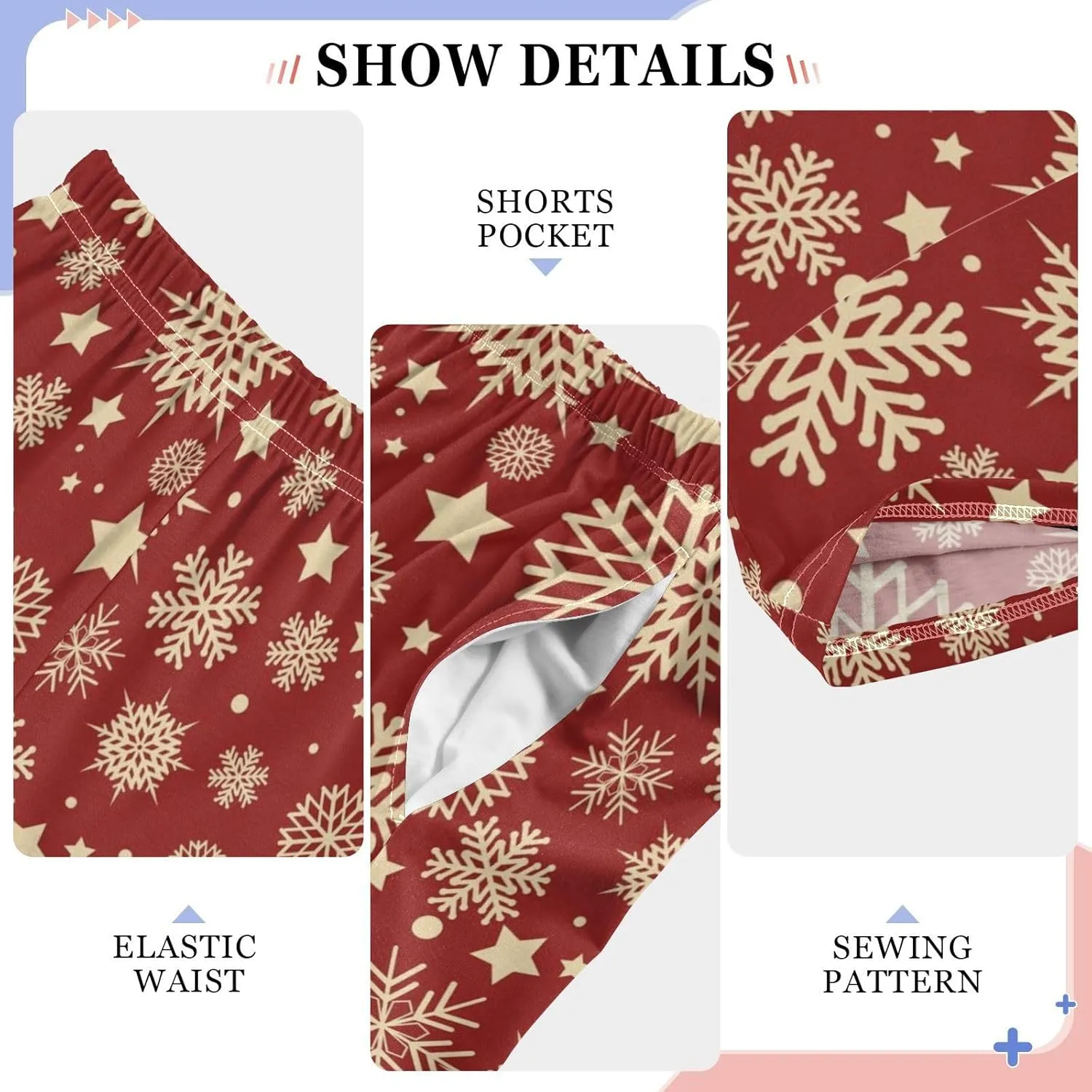 Pigsaly Boys' Pants Snowflakes Gold Stars Long Bottoms Merry Christmas Jogger Pants Elastic Waist Trousers With Pockets S