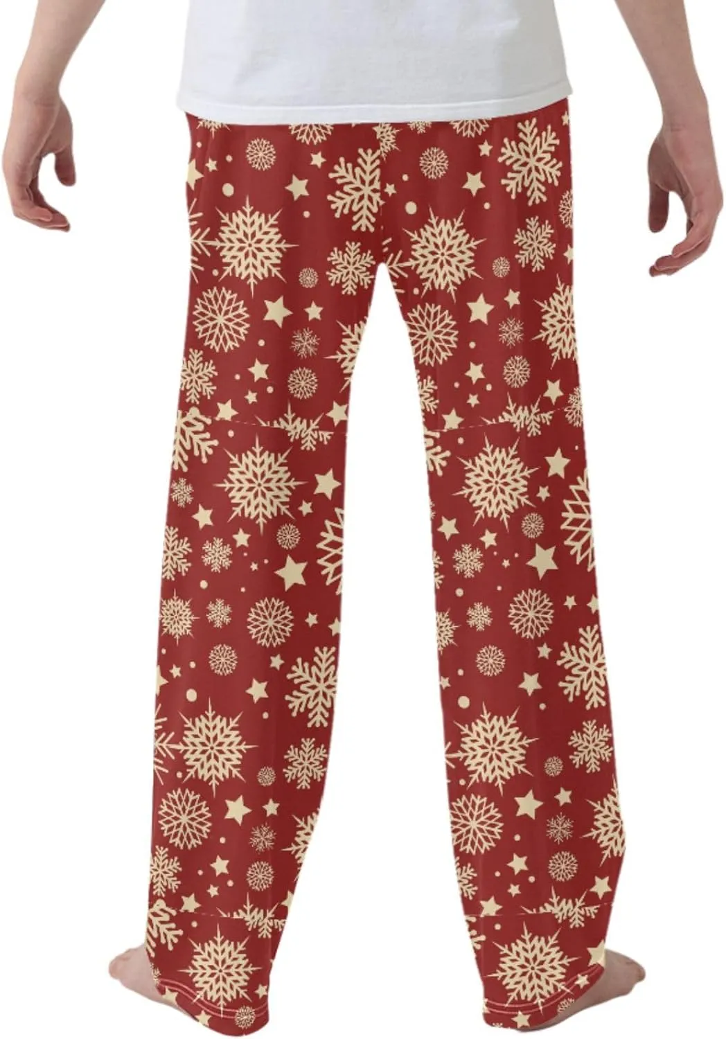 Pigsaly Boys' Pants Snowflakes Gold Stars Long Bottoms Merry Christmas Jogger Pants Elastic Waist Trousers With Pockets S