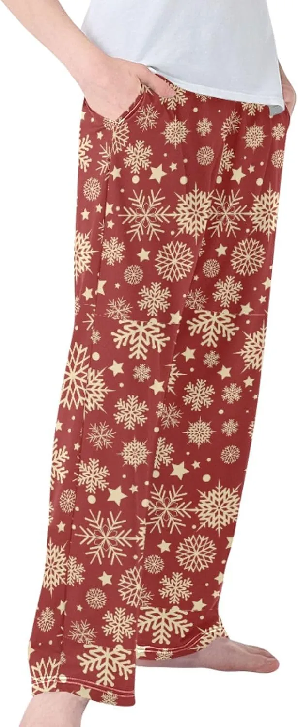 Pigsaly Boys' Pants Snowflakes Gold Stars Long Bottoms Merry Christmas Jogger Pants Elastic Waist Trousers With Pockets S