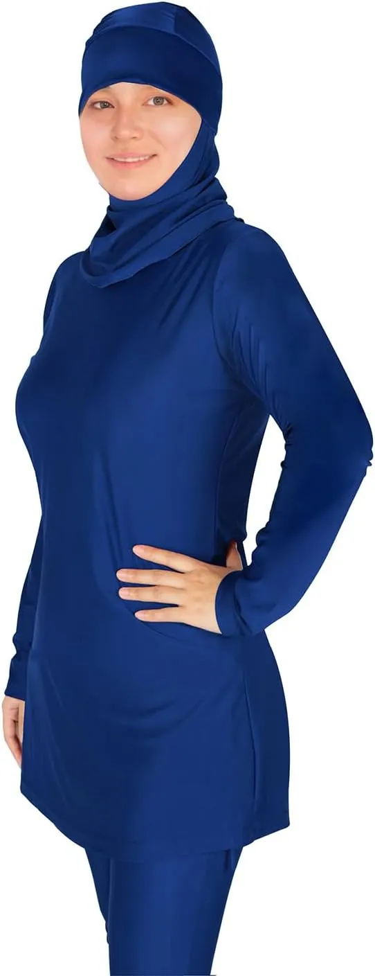 Plus Size Burkini Muslim Swimsuits for Women Modest Islamic Swimwear Long Sleeve Full Cover 3PCS Set Beachwear with Cap