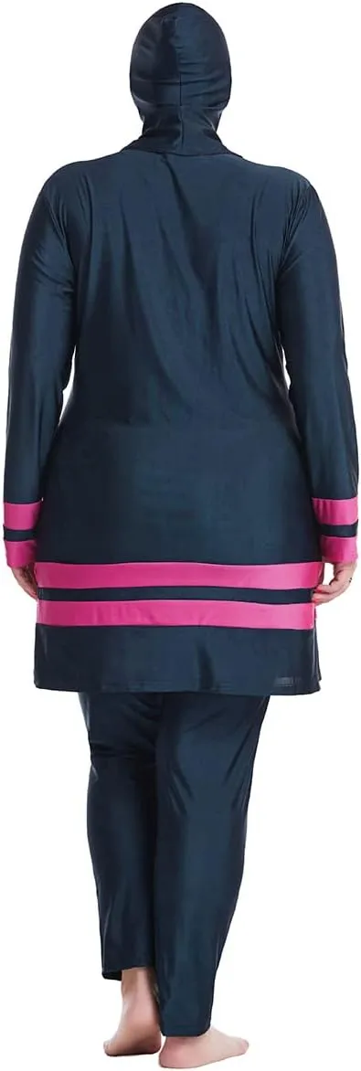 Plus Size Muslim Swimsuits for Women Rash Guard Swimwear Top Pants with Hijab/Cap