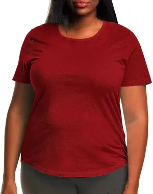 Plus Size T Shirt for Women 2025 Fashion Workout Tops Short Sleeve Crew Neck Solid Color Casual Loose Fit Blouse