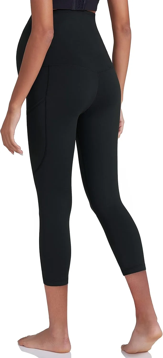 POSHDIVAH Women's Maternity Workout Leggings Over The Belly Pregnancy Yoga Pants with Pockets Soft Activewear Work Pants