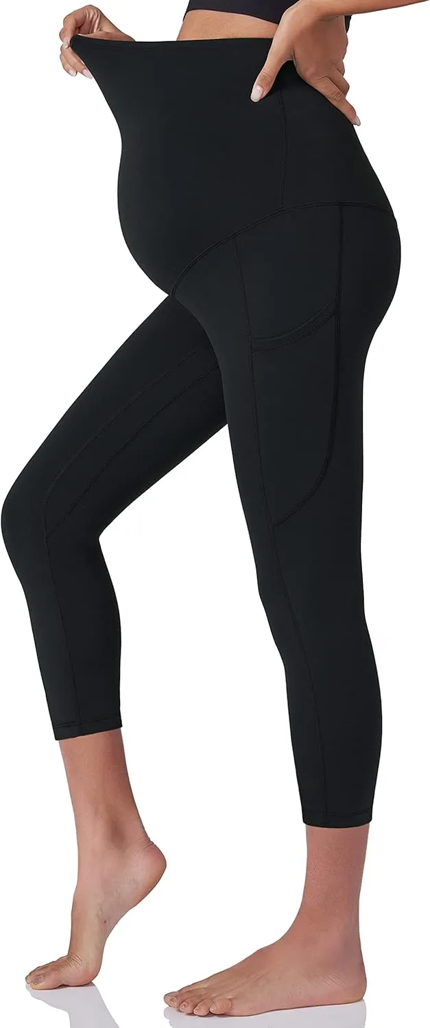 POSHDIVAH Women's Maternity Workout Leggings Over The Belly Pregnancy Yoga Pants with Pockets Soft Activewear Work Pants