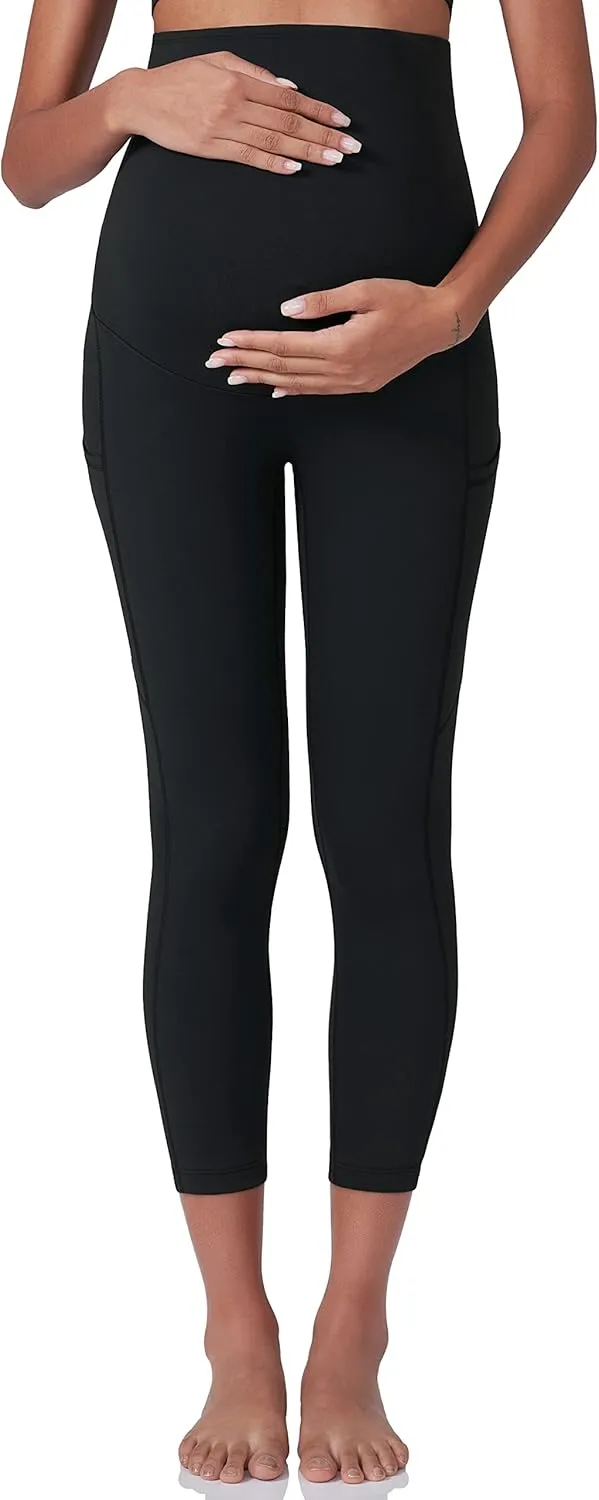 POSHDIVAH Women's Maternity Workout Leggings Over The Belly Pregnancy Yoga Pants with Pockets Soft Activewear Work Pants