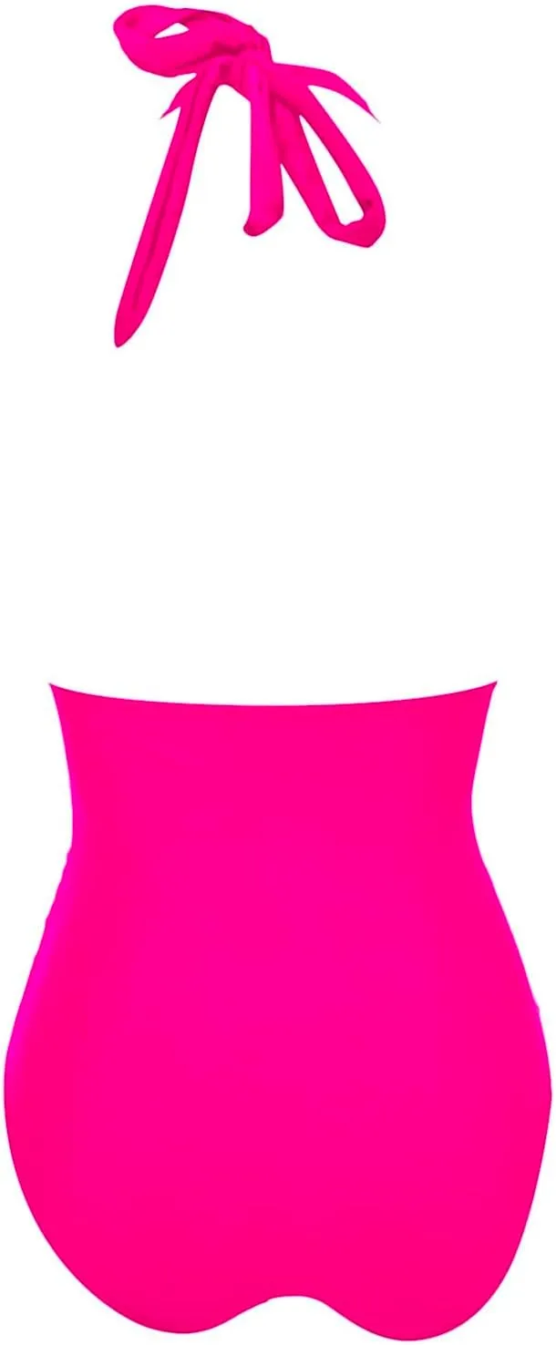 PTOLOCIF One Piece Swimsuit for Women Strapless Bandeau Bathing Suits Retro Bathing Suit Full Coverage Slimming Swimwear