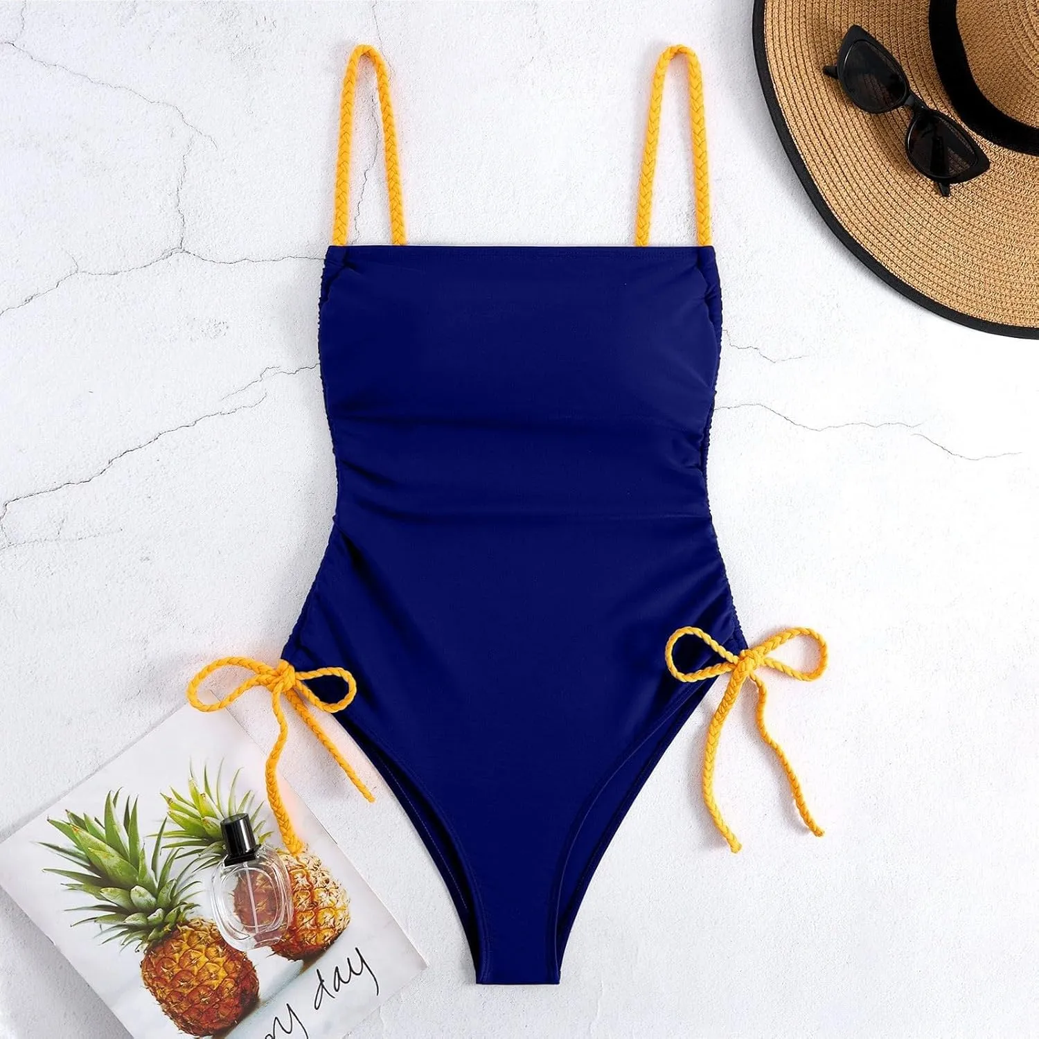PTOLOCIF Sexy One Piece Swimsuit for Women Strapless Bandeau Bathing Suits Retro Bathing Suit Full Coverage Slimming Swimwear
