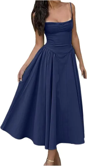 PTOLOCIF Summer Dresses for Women 2024, Trendy Bohemian Long Beach Sundresses Sleeveless Maxi Dress High Waisted Swing Dress