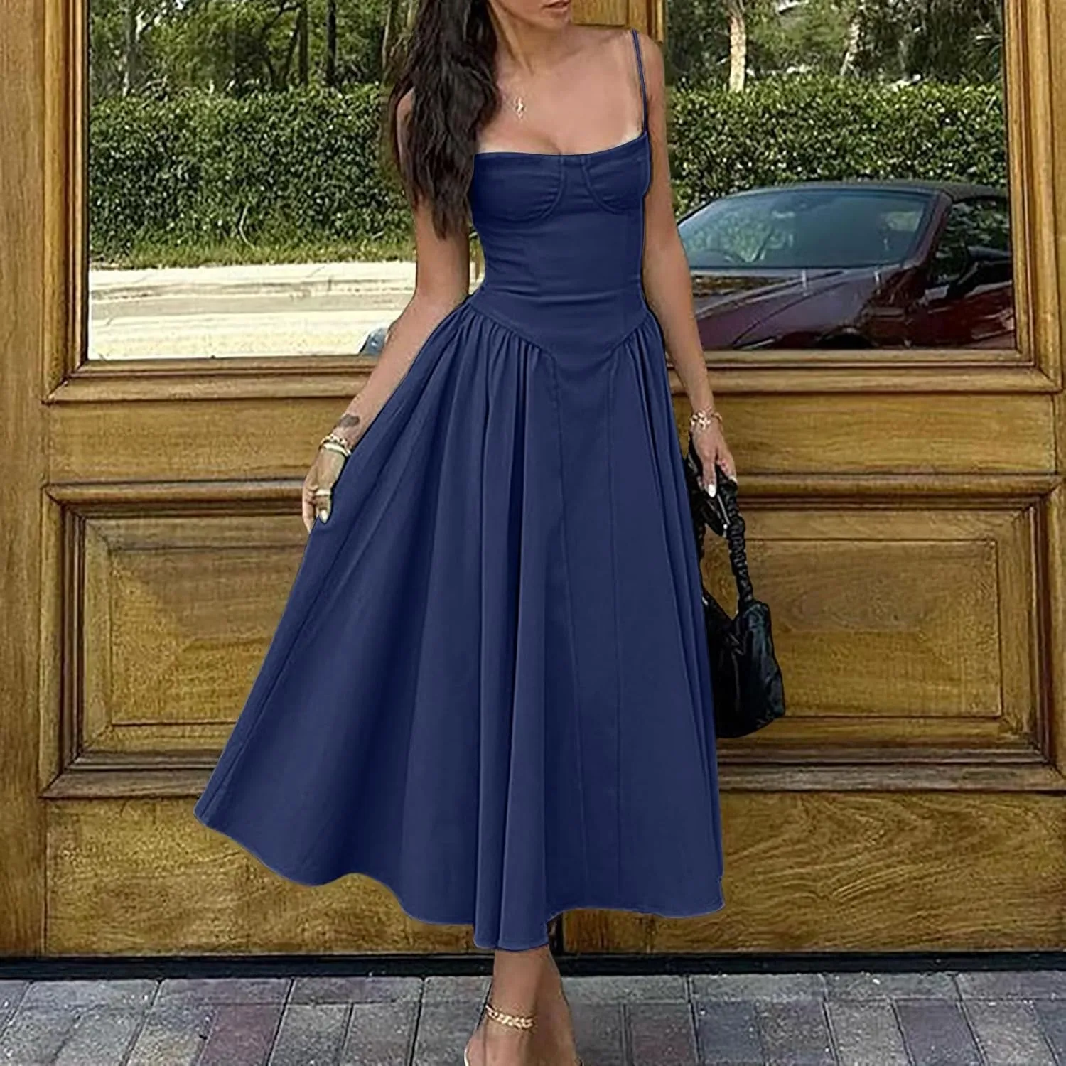 PTOLOCIF Summer Dresses for Women 2024, Trendy Bohemian Long Beach Sundresses Sleeveless Maxi Dress High Waisted Swing Dress