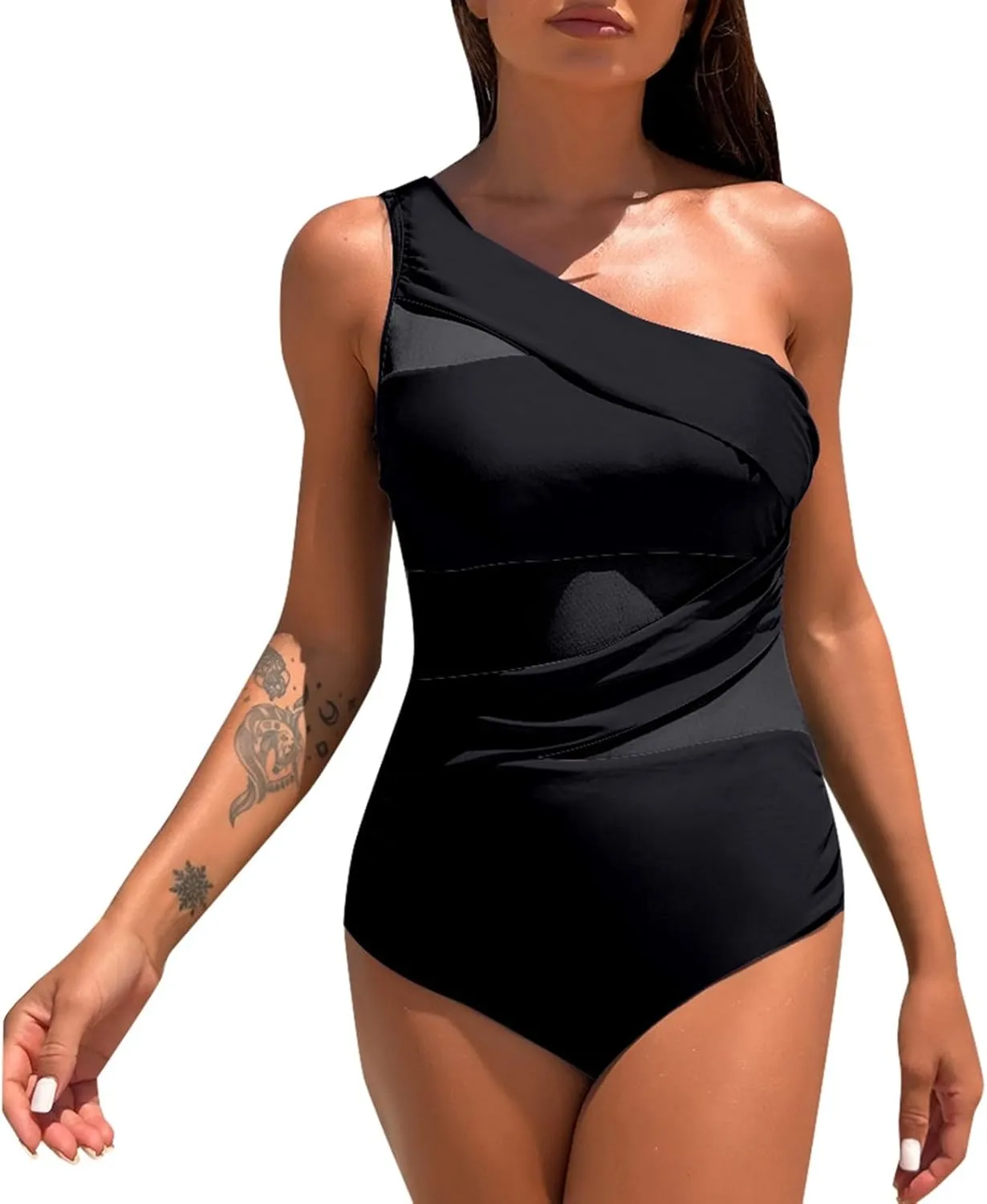 PTOLOCIF Thong Swimsuits for Women High Cut Cheeky Swimsuit Plus Size Bathing Suit High Neck Tummy Control Swimwear