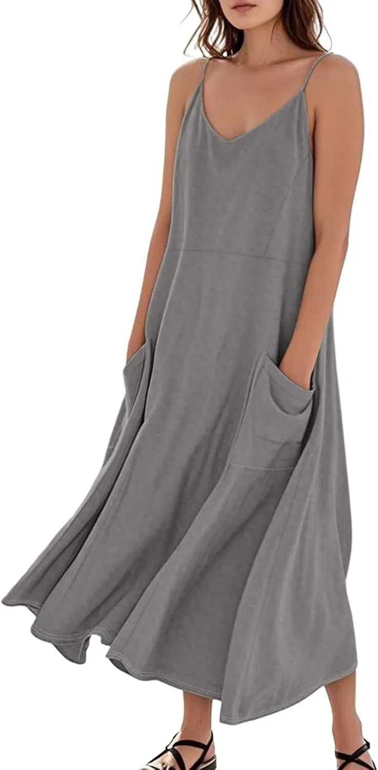 Pub Tanks Dress Women's A-Line Summer Coloured V Neck Women Relaxed Fit