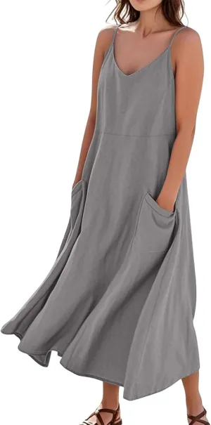 Pub Tanks Dress Women's A-Line Summer Coloured V Neck Women Relaxed Fit