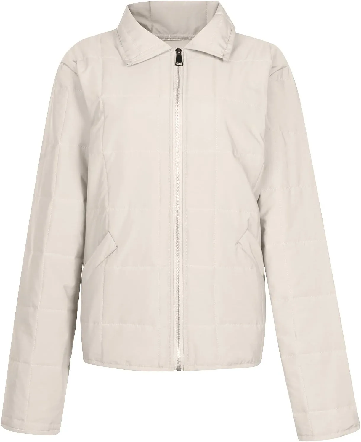 Quilted Jackets for Women Zip Up Plus Size Long Sleeve Coat Lightweight Puffer Jackets Loose Fit Winter Warm Outwear