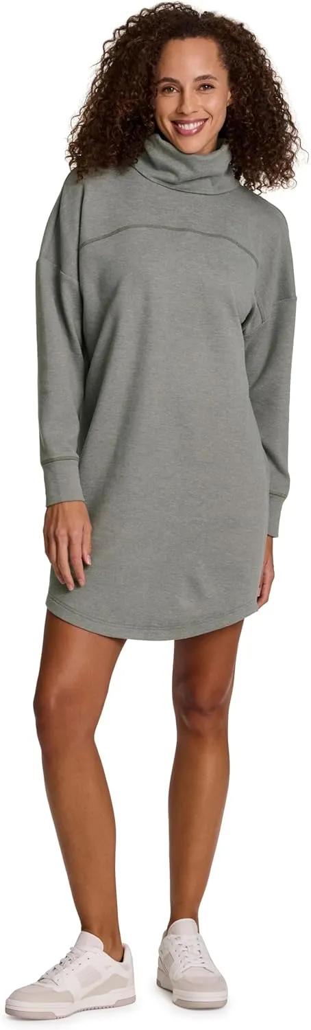 RBX Activewear Cowl Neck Sweater Dress for Women, Long Sleeve Lightweight Sweatshirt Dress Legging Friendly Tunic