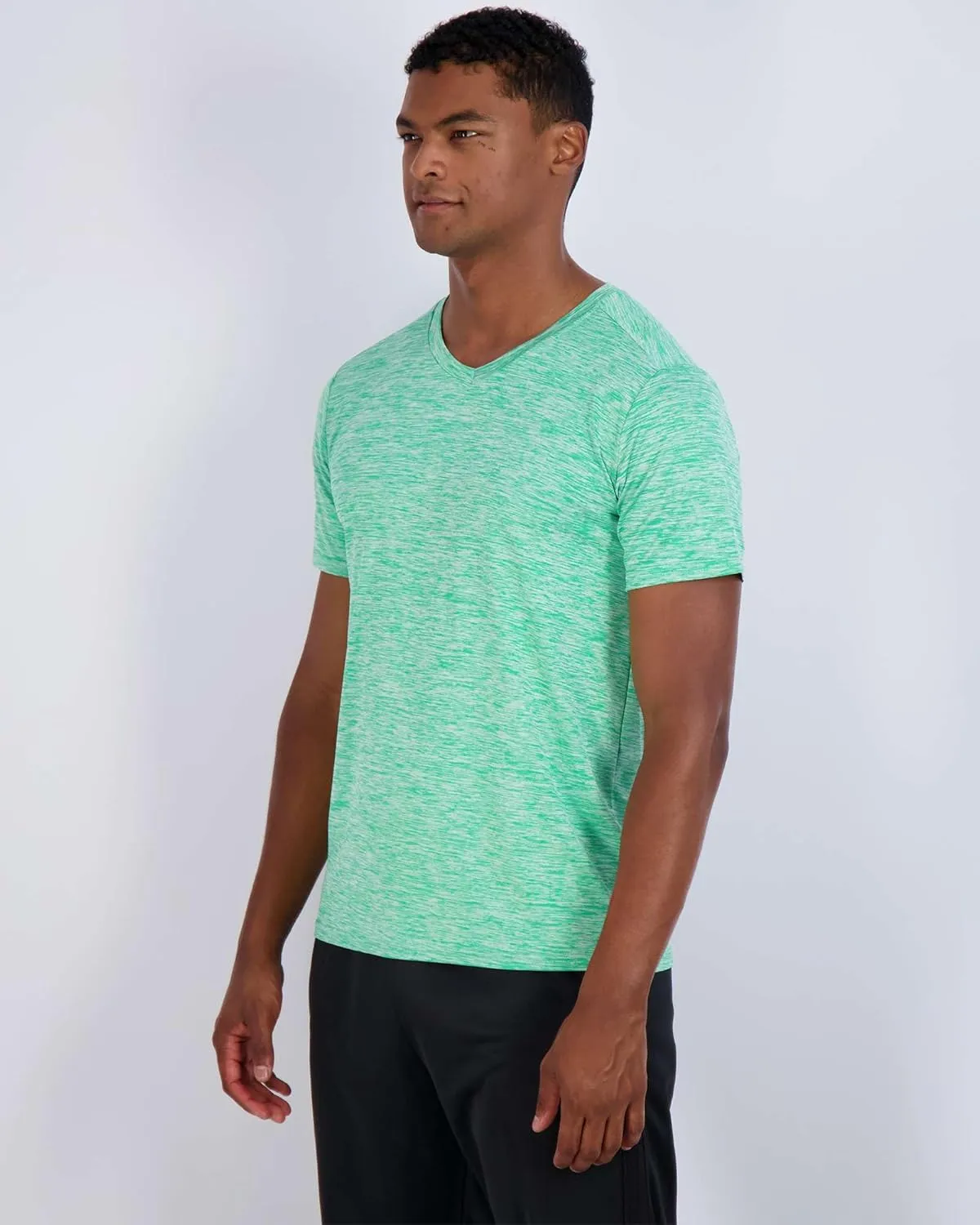 Real Essentials 5 Pack: Mens V-Neck Dry-Fit Moisture Wicking Active Athletic Tech Performance T-Shirt