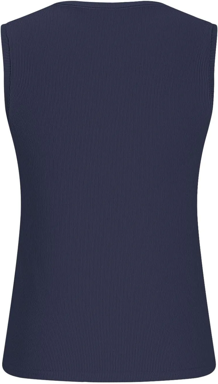 Ribbed Knit Tank Tops for Women Summer Scoop Neck Sleeveless Cropped Shirts Casual Solid Color Workout Slim Blouse