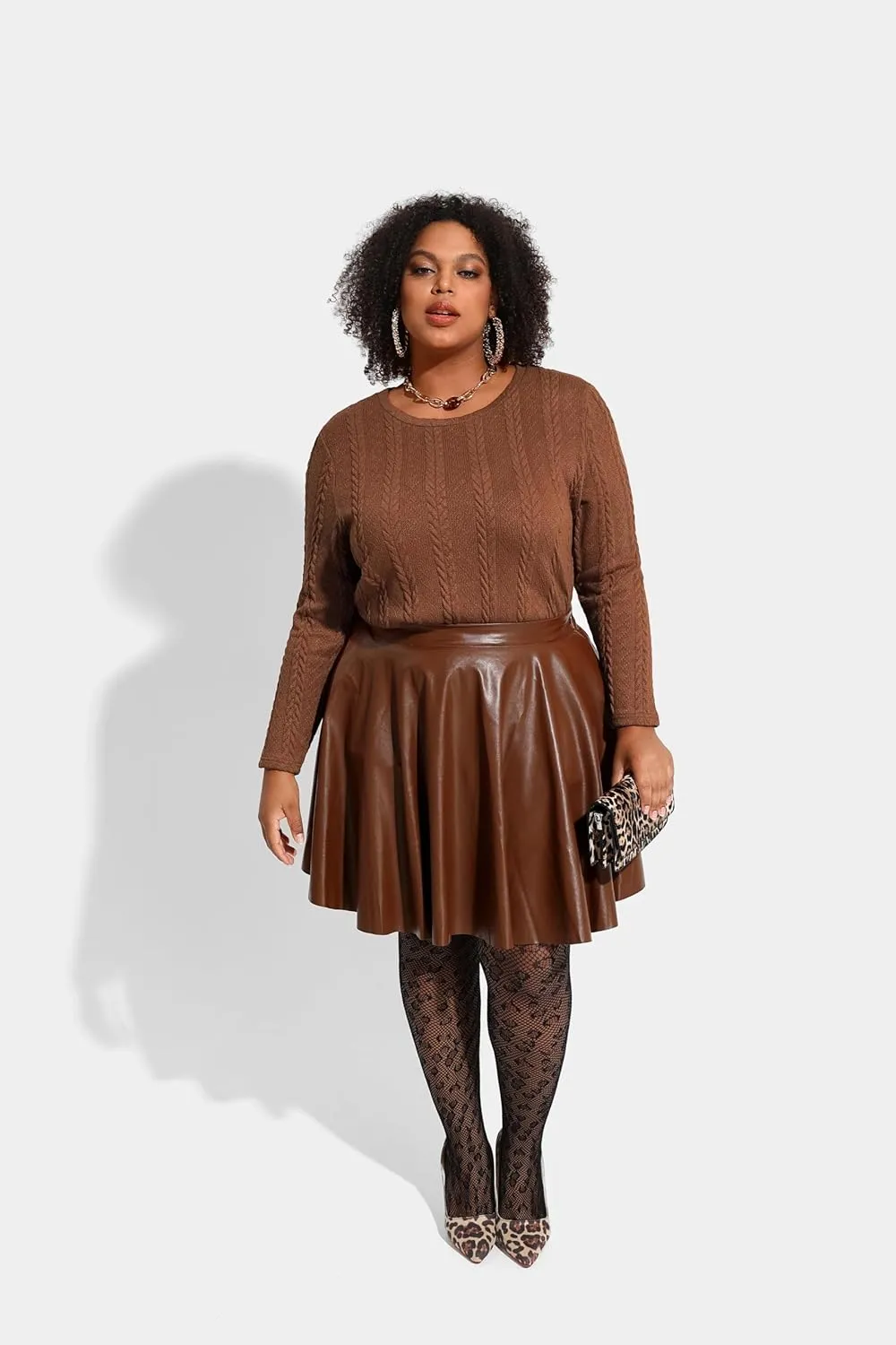 RITERA Plus Size Womens Tops Cable Knit Sweaters Casual Long Sleeve Lightweight Pullover Sweater Tops XL-5XL