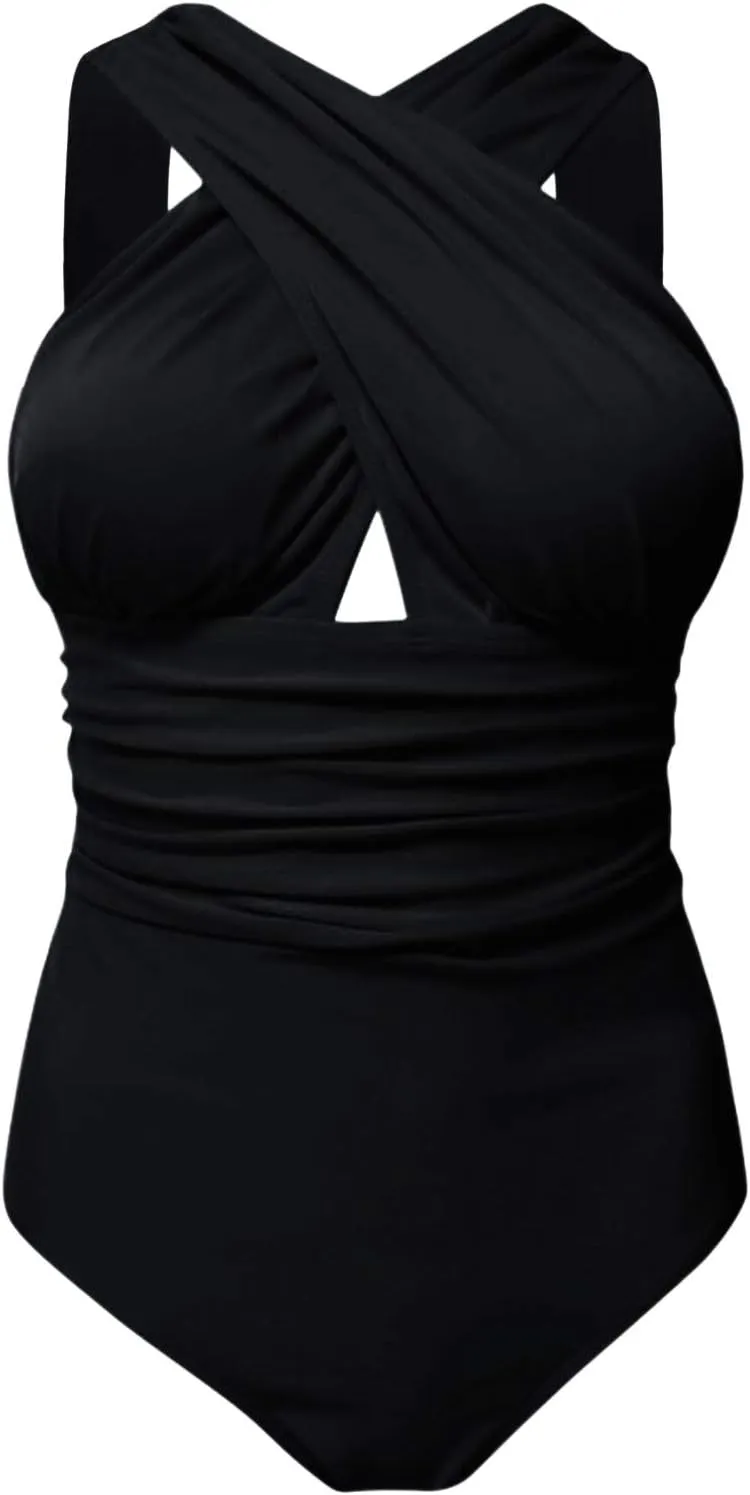 Rvidbe Athletic 1 Piece Swimsuits for Women Training Bathing Suits Tummy Control Sports Swimwear Sexy Bikinis For Women