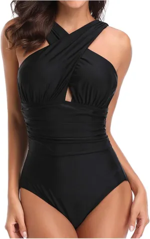 Rvidbe Athletic 1 Piece Swimsuits for Women Training Bathing Suits Tummy Control Sports Swimwear Sexy Bikinis For Women