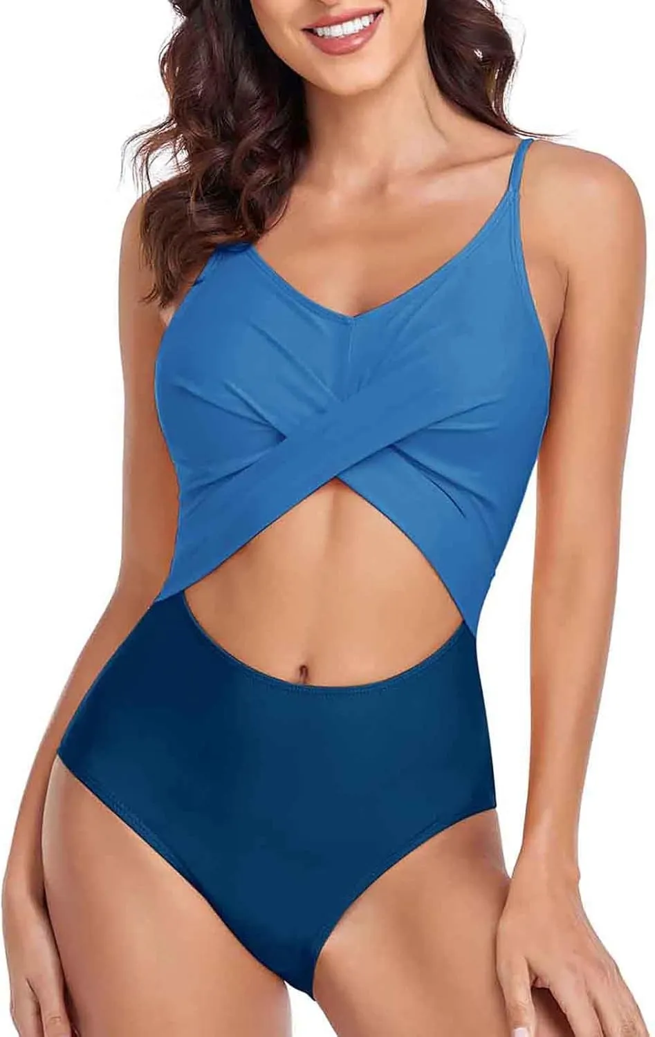 SMIDOW Women One Piece Swimsuit Modest Swimdress High Waisted Push-Up Padded Bathing Suit Backless Swimwear Beachwear