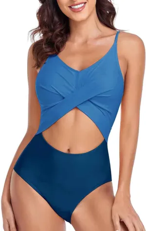 SMIDOW Women One Piece Swimsuit Modest Swimdress High Waisted Push-Up Padded Bathing Suit Backless Swimwear Beachwear