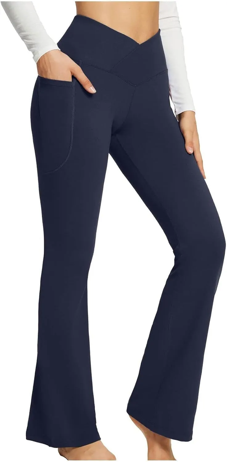 SMIDOW Womens High Waisted Bell Bottom Pants Flare Leggings Firm Compression Yoga Leggings Dance Pants Activewear