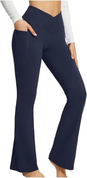 SMIDOW Womens High Waisted Bell Bottom Pants Flare Leggings Firm Compression Yoga Leggings Dance Pants Activewear