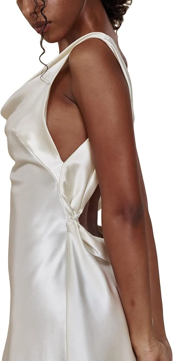 SOLILOQUY Women Lace Satin Slip Mini Dress Sexy Spaghetti Strap Frill Bust A-line Short Dress Y2K Party Nightwear