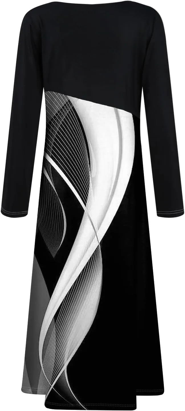 Spring Dresses for Women 2025 Long Sleeve Midi V Neck Cute Ladies Elegant Vacation Cruise Curvy Dress