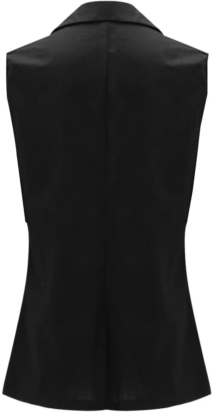 Suit Vest Tops Women Sleeveless Open Front Blazer Vest Casual Open Front Work Office Tops Lightweight Waistcoat