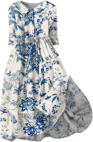 Summer Dresses for Women 2025 A Line Half Sleeve Maxi Dress Casual Comfy Dressy Trendy Summer Vacation Outift Clothes