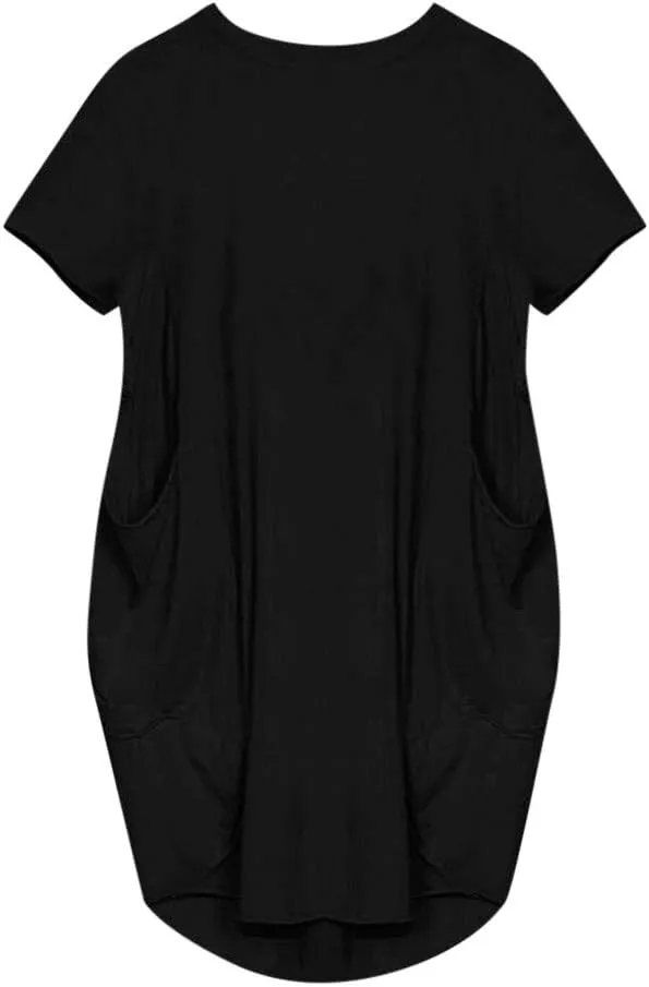 Summer Dresses for Women 2025 Baggy Curvy Oversized Tshirt Dress Plain Simple Round Neck Flowy Dresses with Pockets