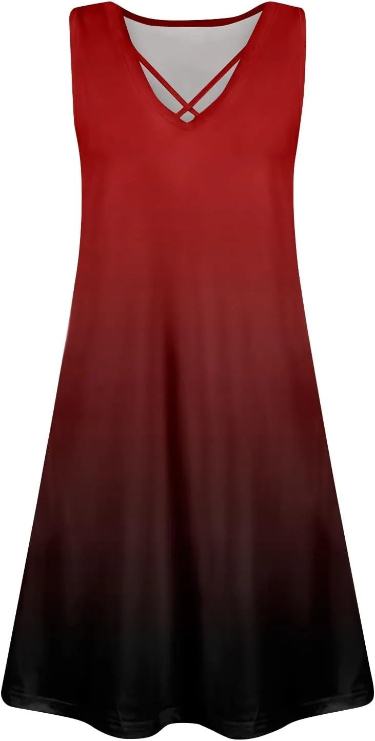 Summer Dresses for Women 2025 Beach Vacation Spring Clothes Sleeveless V Neck Loose Sundresses