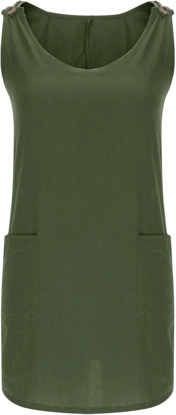 Summer Dresses for Women 2025 Casual Sleeveless Mini Shift Dress Beach Vacation Fashion Sundress with Two Pockets