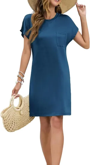 Summer Dresses for Women 2025 Trendy Must-Have Short Sleeve T-Shirt Dress Crew Neck Sundresses for Vacation Essential