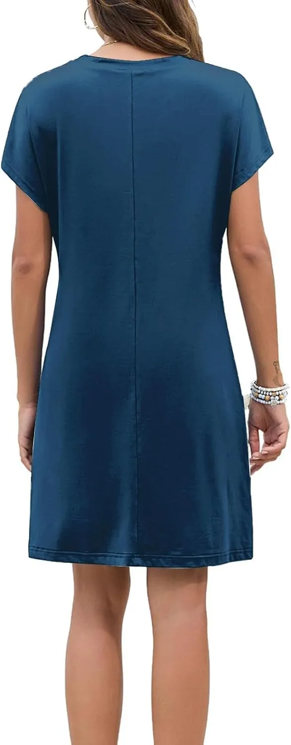 Summer Dresses for Women 2025 Trendy Must-Have Short Sleeve T-Shirt Dress Crew Neck Sundresses for Vacation Essential