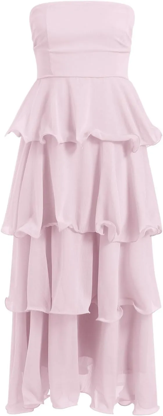Summer Dresses for Women 2025,Women's Maxi Dress Off Shoulder Smocked Tiered Ruffle Flowy Dress Casual Beach Sundress