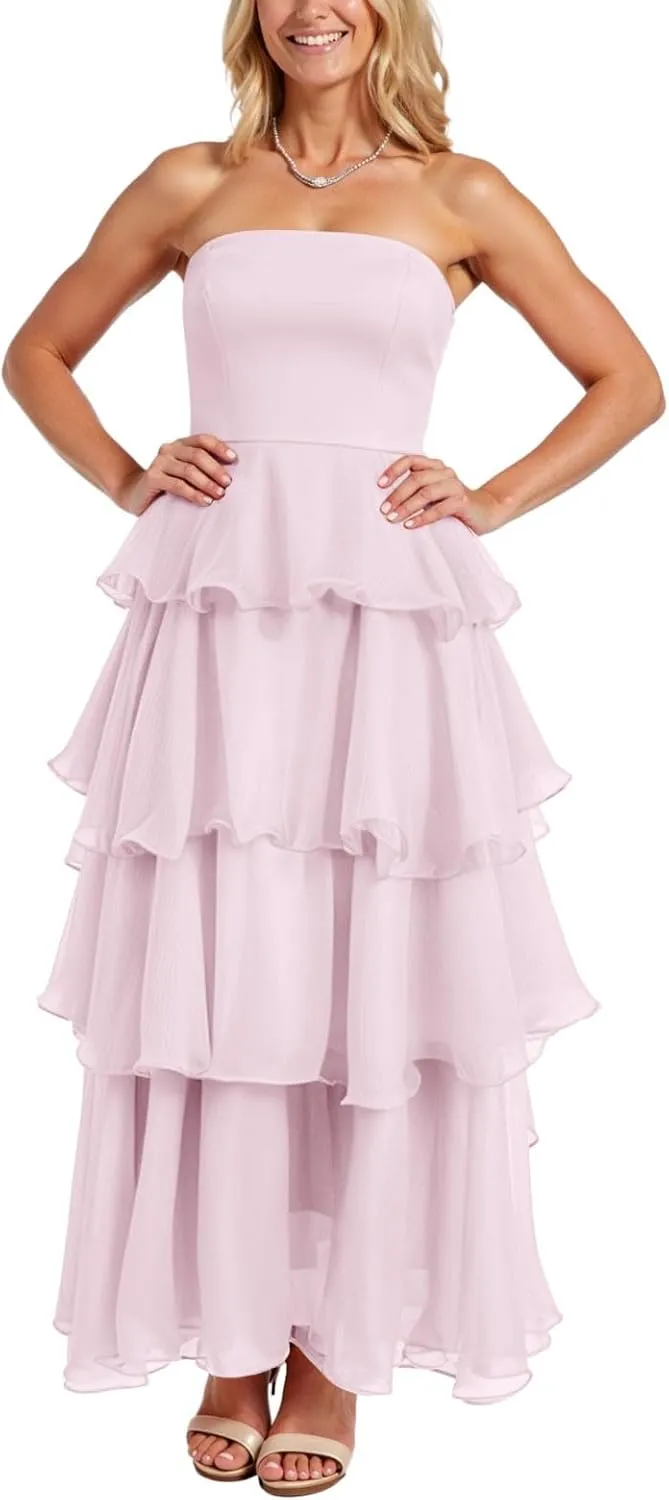 Summer Dresses for Women 2025,Women's Maxi Dress Off Shoulder Smocked Tiered Ruffle Flowy Dress Casual Beach Sundress
