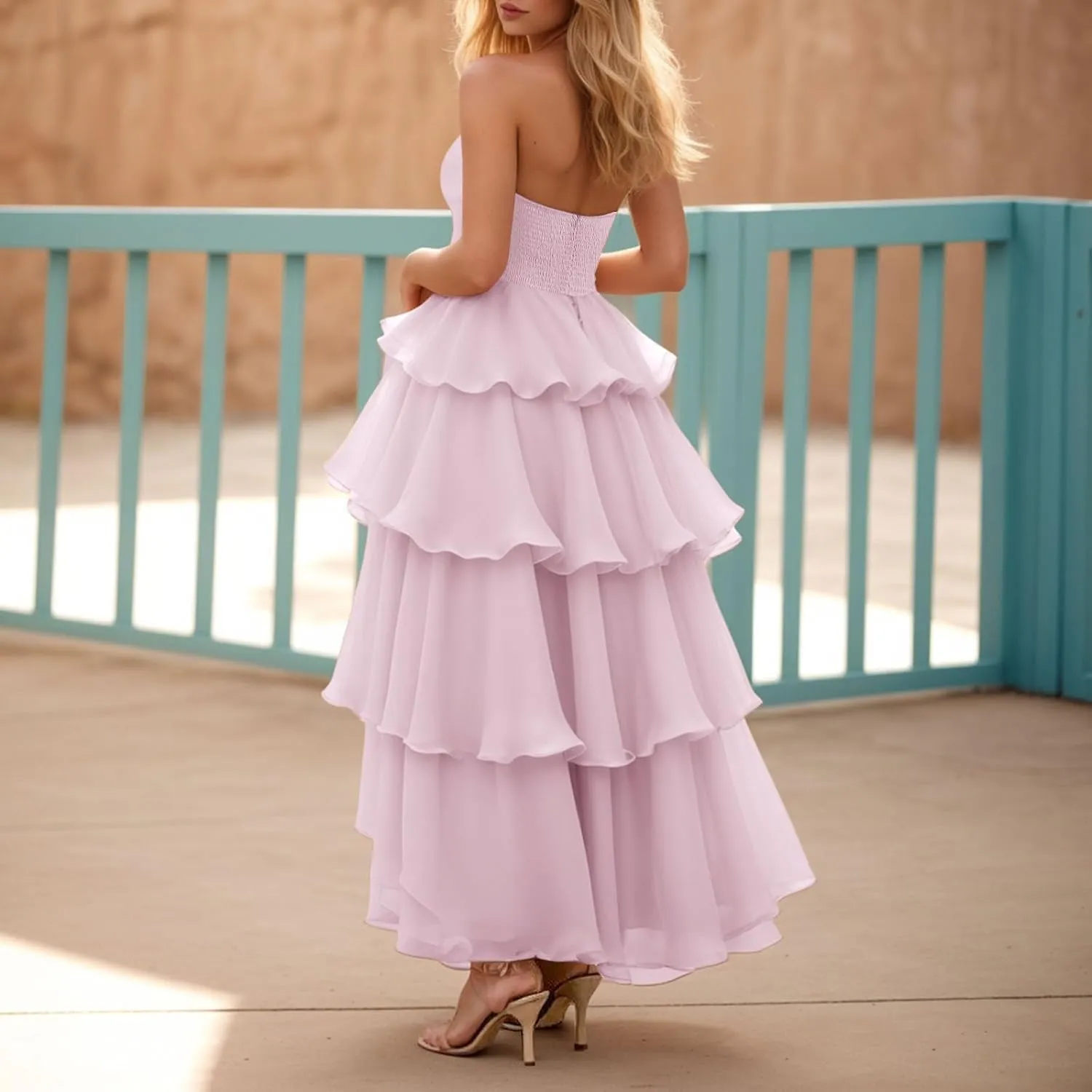 Summer Dresses for Women 2025,Women's Maxi Dress Off Shoulder Smocked Tiered Ruffle Flowy Dress Casual Beach Sundress