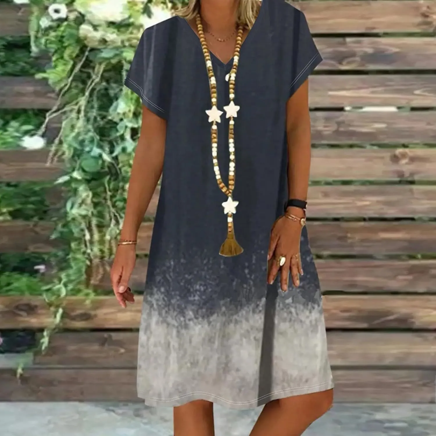 Summer Dresses for Women 2025,Women's Summer Dress Plus Size V Neck Short Sleeve Dresses Boho Floral Printed Dress