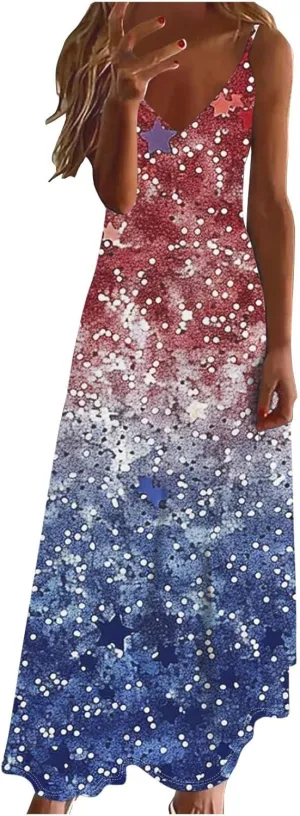 Summer Dresses Women Trendy 2025 Spaghetti Strap Sleeveless Dress Casual V Neck Sundress Beach Outfits