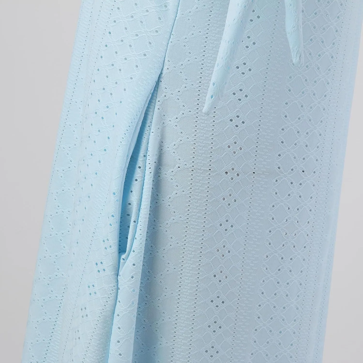 Summer Maxi Dresses for Women 2025 Vacation Casual V Neck Eyelet Dress with Sleeves Pockets Wedding Guest Church Outfits