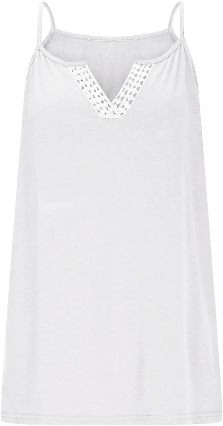 Summer Tank Top for Women Spaghetti Strap V Neck Sleeveless Camisole Casual Fashion Sexy Loose Fit Beach Cami Shirts