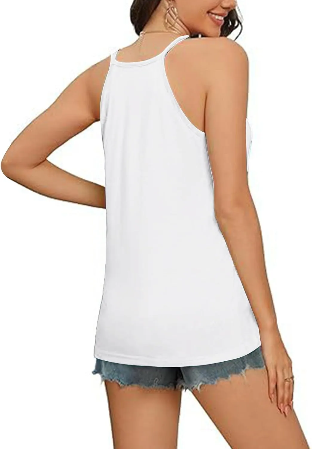 Summer Tank Top for Women Spaghetti Strap V Neck Sleeveless Camisole Casual Fashion Sexy Loose Fit Beach Cami Shirts
