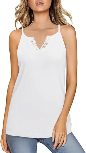 Summer Tank Top for Women Spaghetti Strap V Neck Sleeveless Camisole Casual Fashion Sexy Loose Fit Beach Cami Shirts