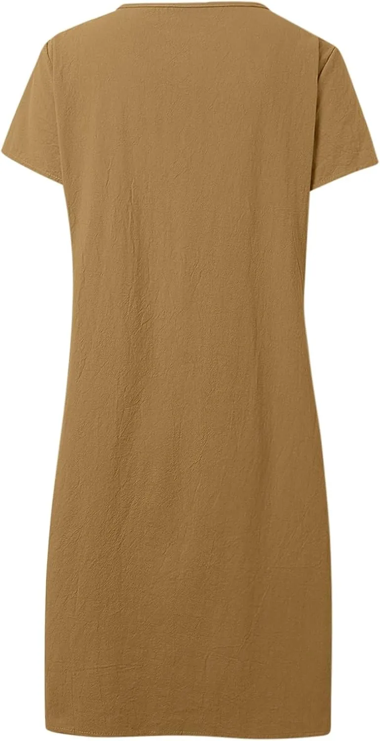 Summer Tunic Dress for Women Stetchy Casual Short Sleeve Ruched Dresses Work Travel Country Concert Outfits for Women